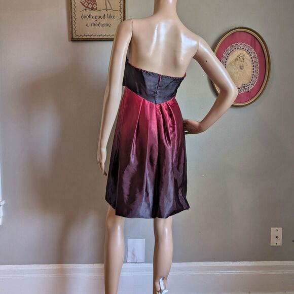 NWT Vintage Y2K Jump Mini Dress Red Satin Strapless Party Ombre Size 3 - Picture 4 of 11